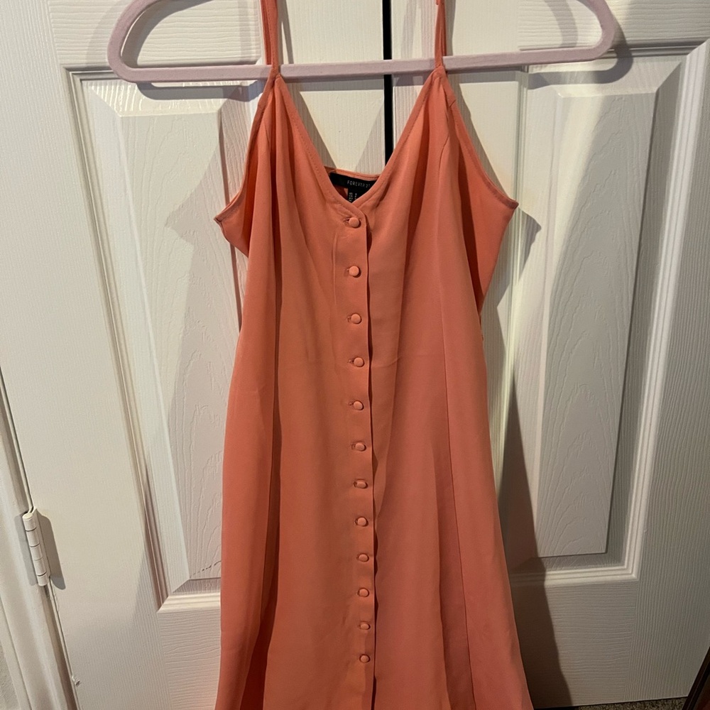 Peach Pink Button-Down Dress